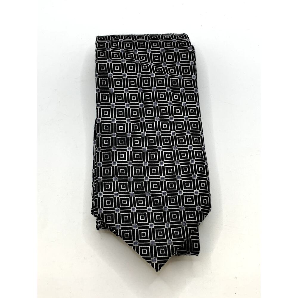 CLUB ROOM Men's Vintage Black/White Patterned Abstract Silk Regular Tie OS